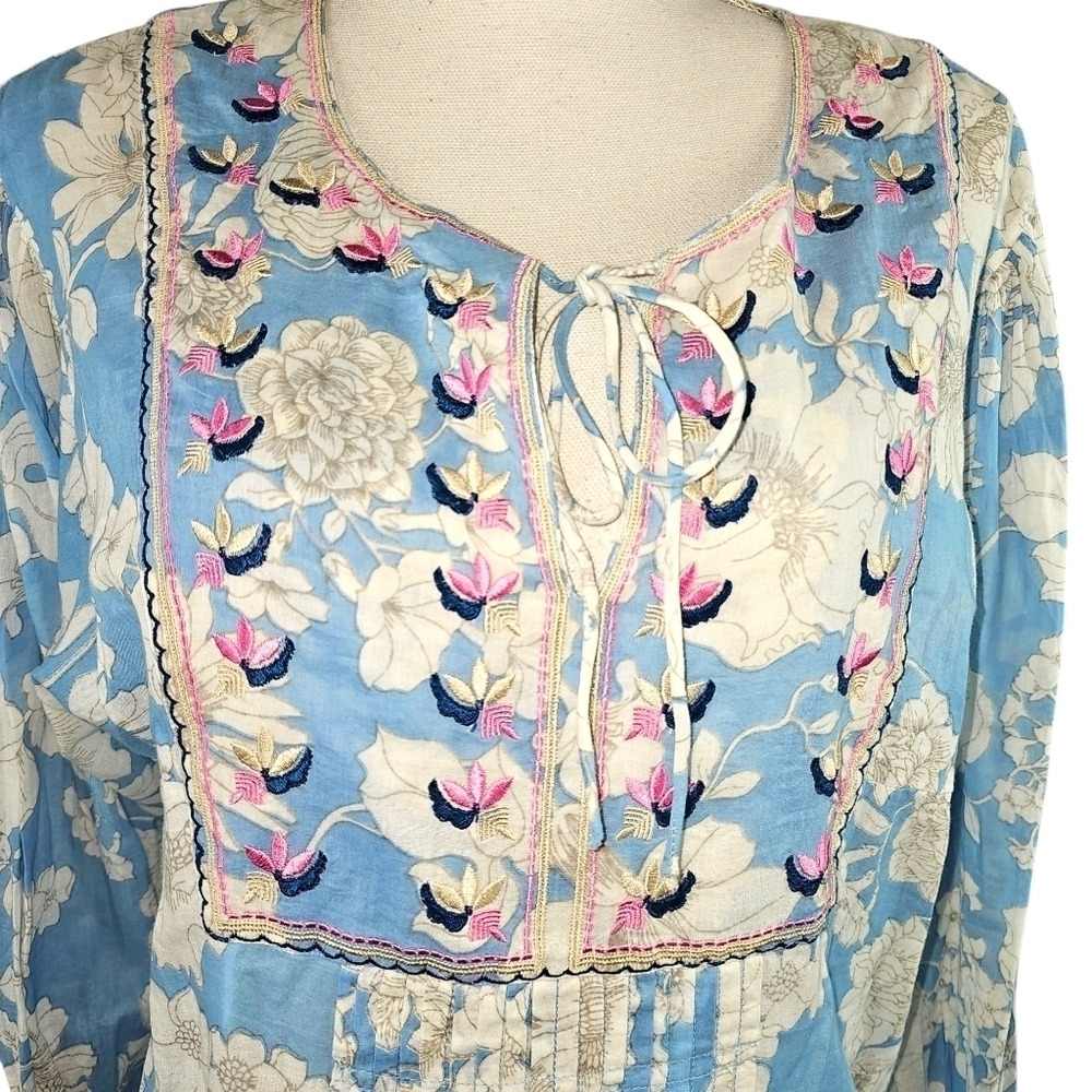 Anik Batik Anthropologie Peony Embroidered Floral Maxi Dress in S - Picture 5 of 11